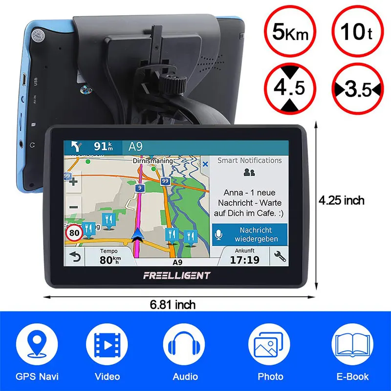 

Universal GPS Navigator System Directions Turn-By-Turn 7 Inch ABS Pratical Durable HD GPS Navigator