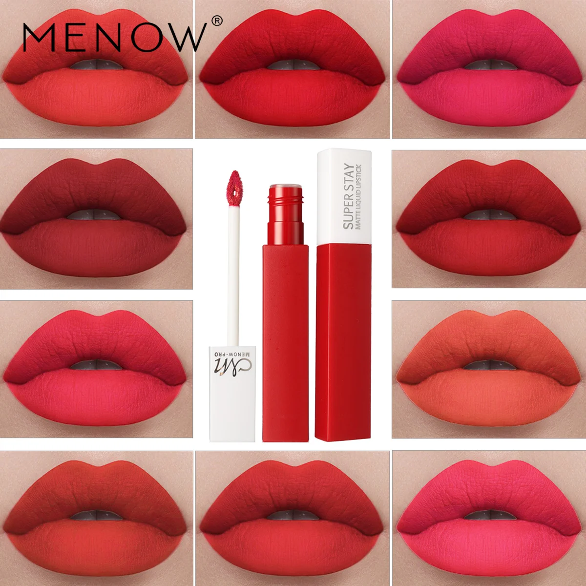 

Menow 2019 Matte Liquid Lipstick Sexy Red Color Lipgloss Levre Makeup Waterproof Long Lasting Matt Batom Easywear Lip Gloss