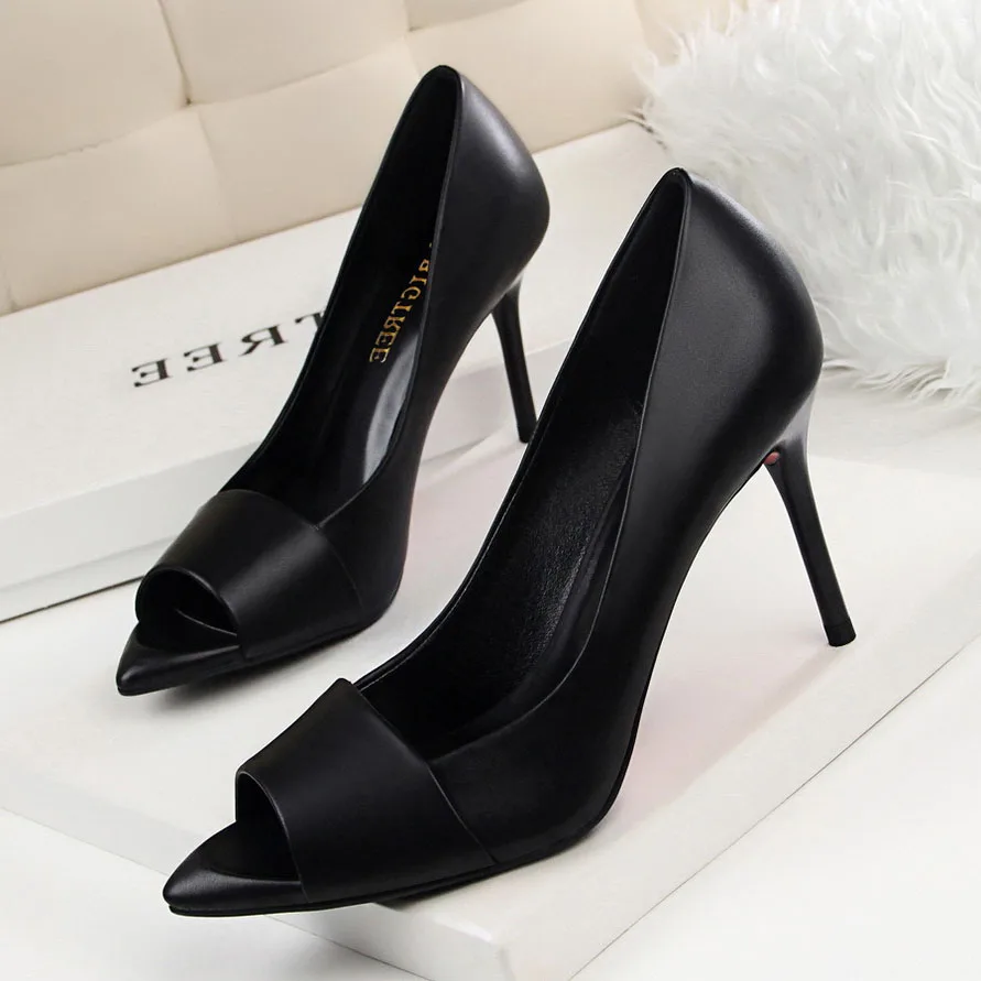 black high heel shoes with red bottom