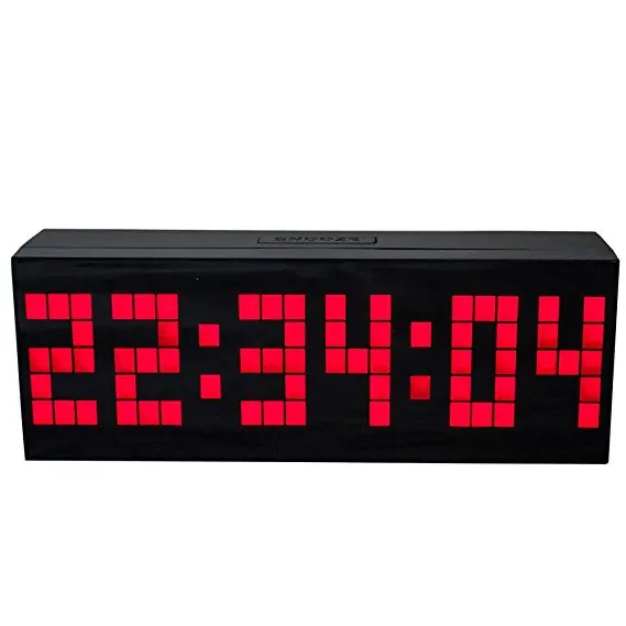 

Bedroom Large Big Number LED snooze wall desk Alarm clock Gym Room count down timer with calendar Calendar Temperature (Red)