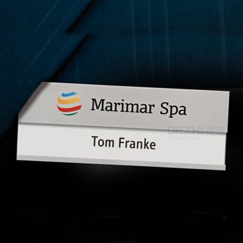 

DEZHI 70X25mm LOGO Customized Metal Name Badge Holder with Paper Replacement, Pin/Magnet for Manager Staff, 20pcs/lot