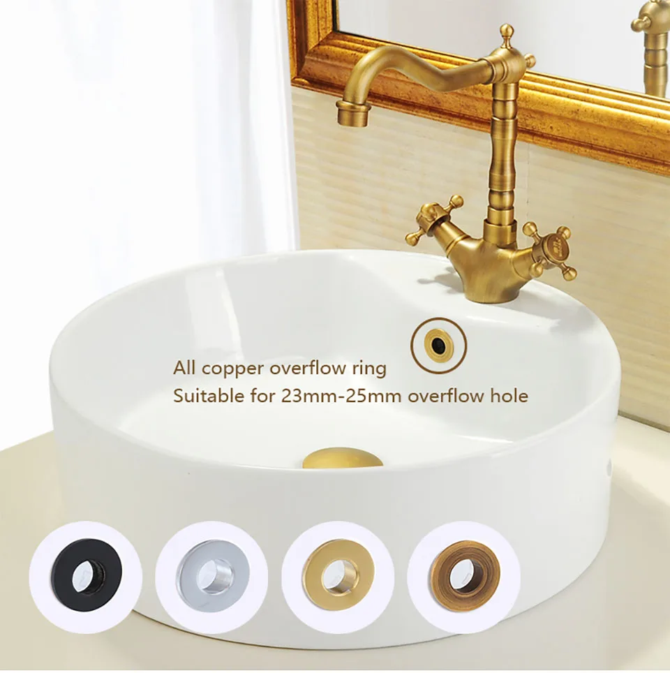 Okaros Bathroom Basin Sink Overflow Cover Brass Decoration Six Foot Ring Bathroom Product Basin Tidy Insert Replacement Insert Insert Brass Aliexpress