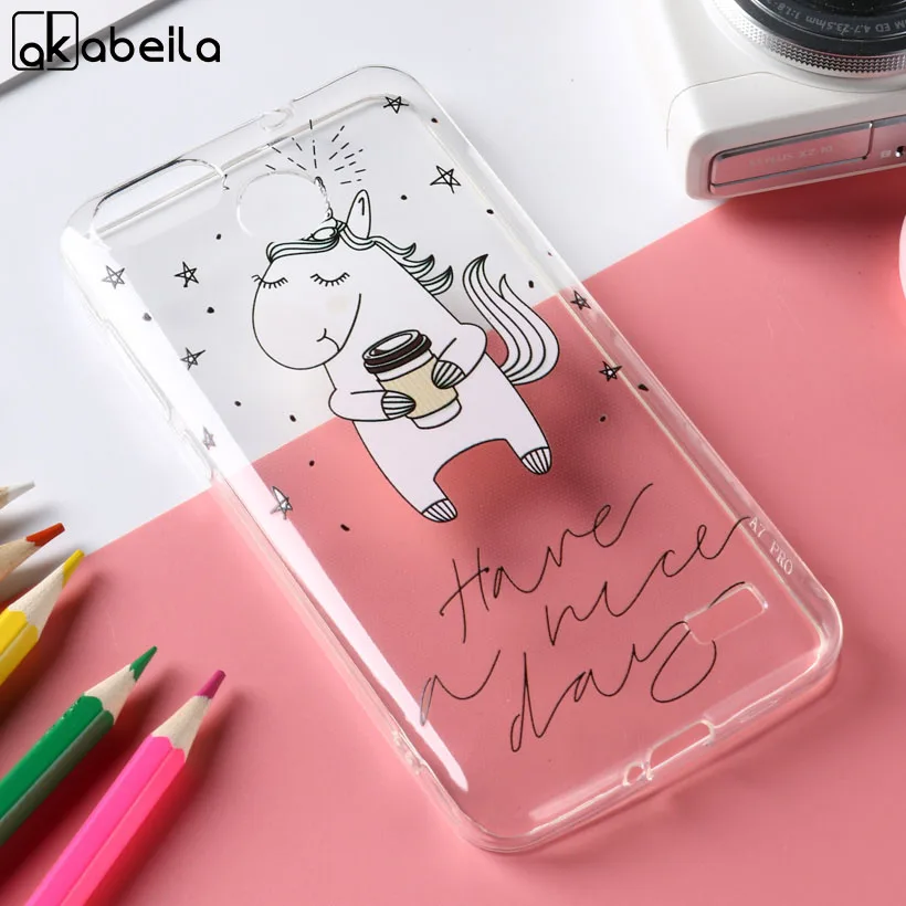 

AKABEILA For Blackview A7 Case Transparent Ultra Thin Soft Silicone Cases Blackview A7 Pro 5.0 Cute Unicorn Cartoon Back Covers