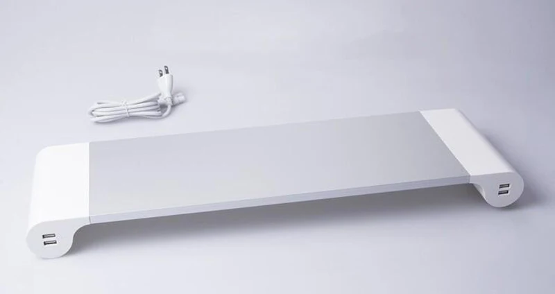  Aluminum Desktop Monitor Notebook Laptop Stand Space Bar Non-slip Desk Riser with 4-ports USB charg