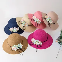 19-24 месяцев, модная детская шапка из полиэстера для девочек, однотонные детские шапки с цветком, летние детские шапки для девочек