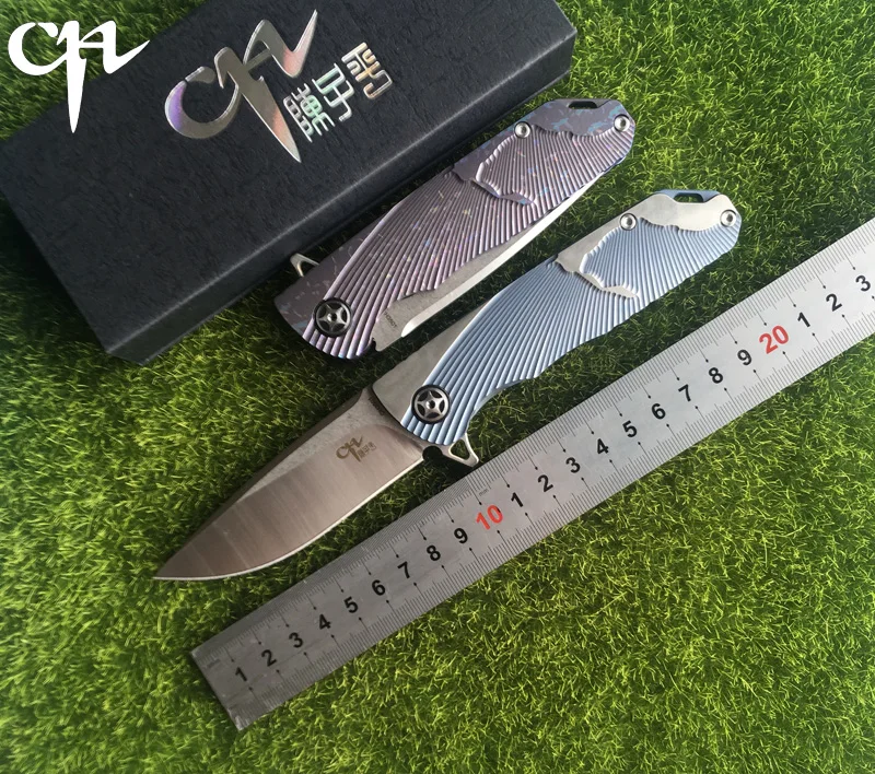 

CH3501 original design tactical folding knife AUS-10 ceramic ball bearing clamshell knife TC4 titanium handle field knife EDC to