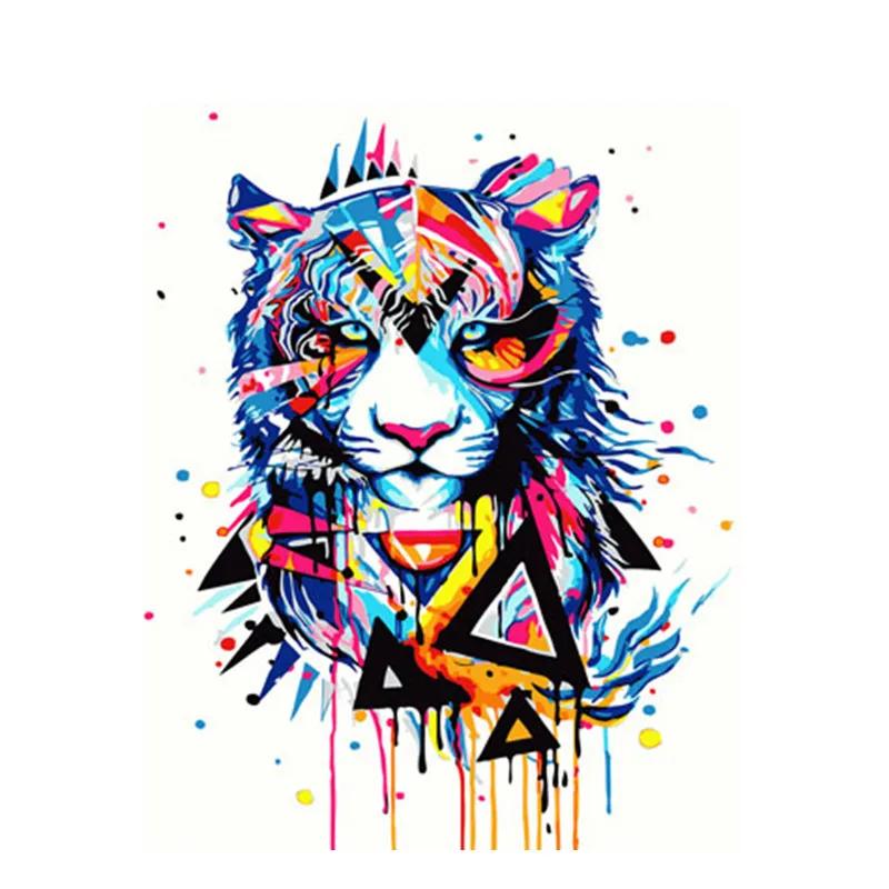 

DRAWJOY Framed Picture Tiger DIY Painting By Numbers Colorful Picture Home Decor For Living Room Hand Unique Gifts GX23555
