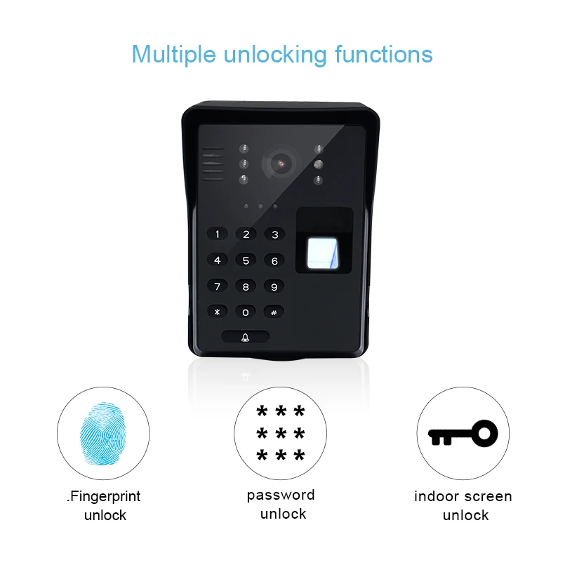 7 Inch Wired Fingerprint RFID Password Video Door Phone Doorbell Intercom System With IR Night Vision Intercom Monitor Doorbell
