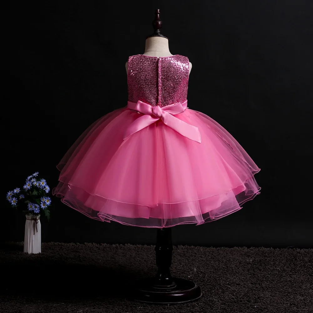Платье с цветочным узором и блестками для маленьких девочек; платье для девочек-подростков; детская одежда принцессы для свадебной вечеринки; Рождественская одежда; детская одежда для выступлений