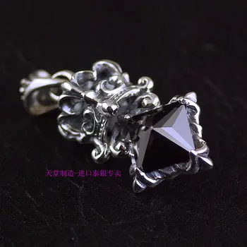 

Thailand imports, Pyramid drilling 925 Sterling Silver Vintage crown pendants Men's Silver Pendant Women's Fashion Silver Pendan