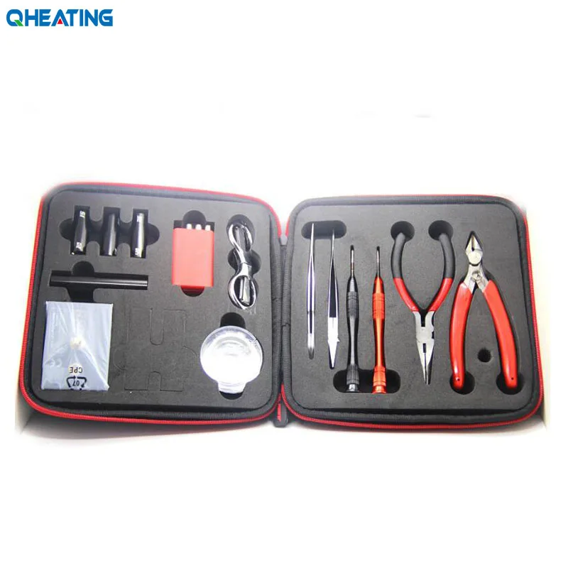 

Qheating Electronic Cigarette DIY Tool Kit Coil jig Tweezers ohm test for RDA RDTA RTA E Cig Accessories Vape Bag Coiling Kit