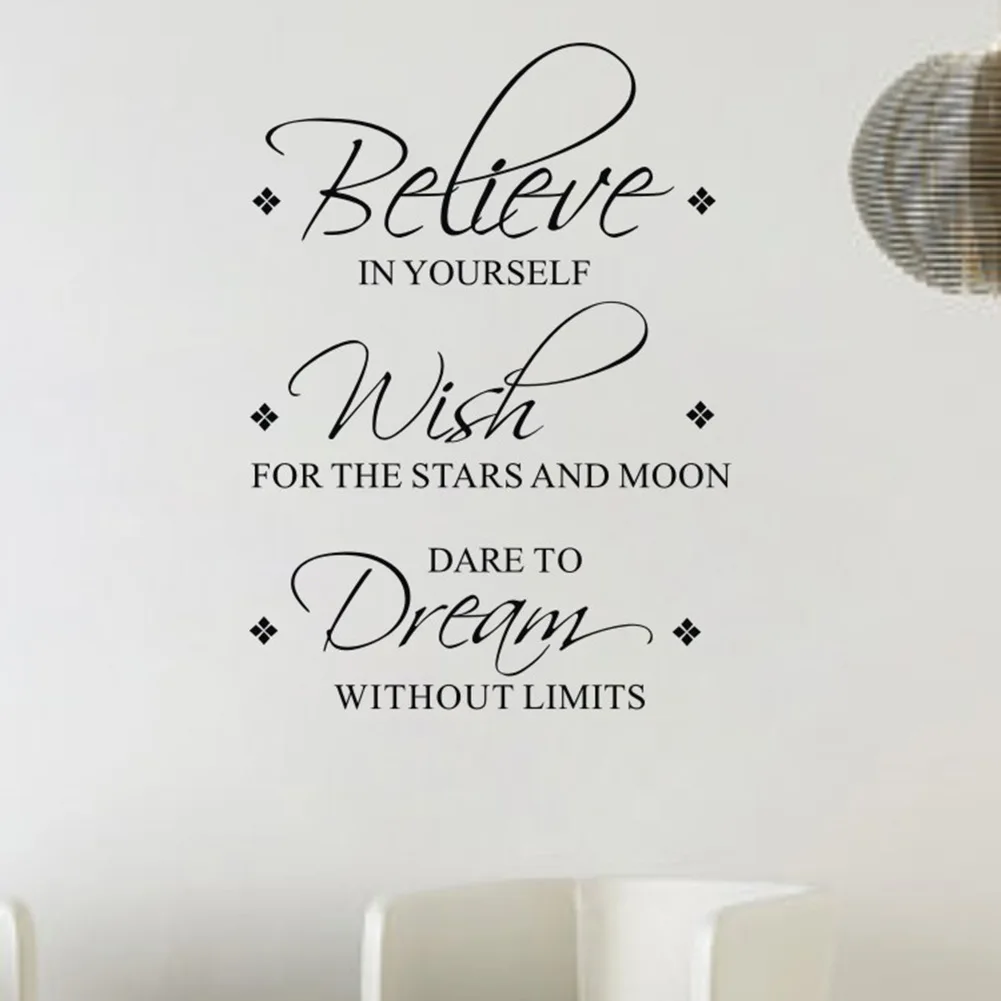 New Believe in yourself Wish Dream Quote Motto DIY Art Vinyl Wall 