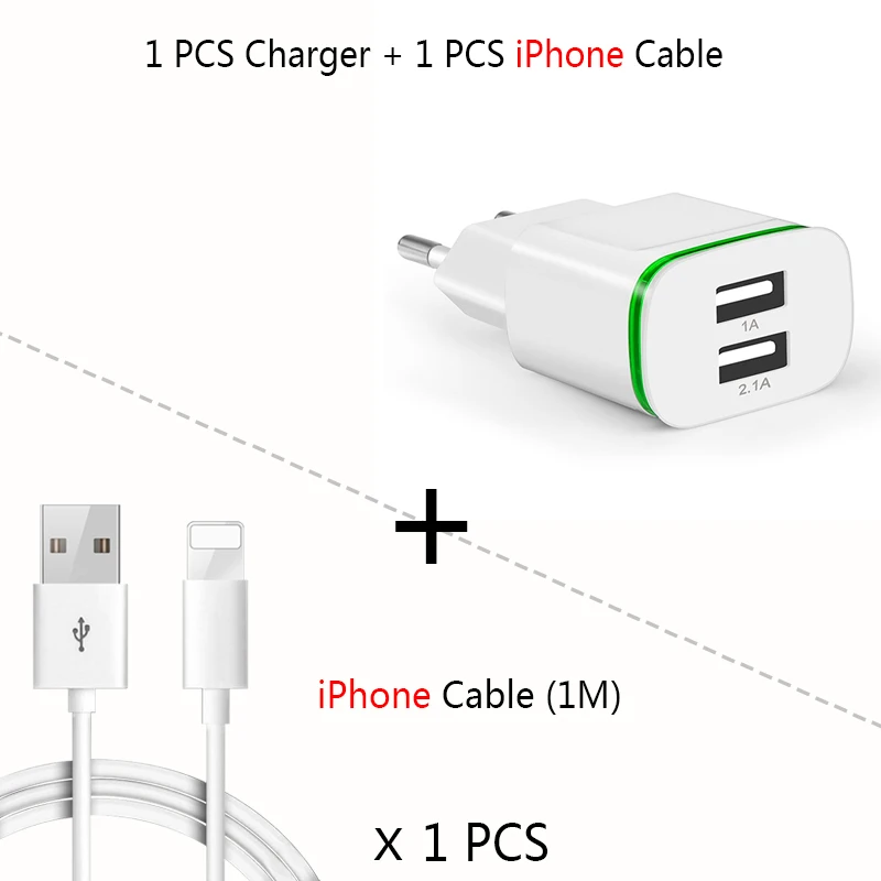 Универсальное USB Сетевое зарядное Зарядное устройство для iPhone samsung S 6/7/8 Plus мобильного телефона Зарядное устройство s устройства микро Тип-C Кабель-адаптер быстрой зарядки - Тип штекера: iP Cable for White