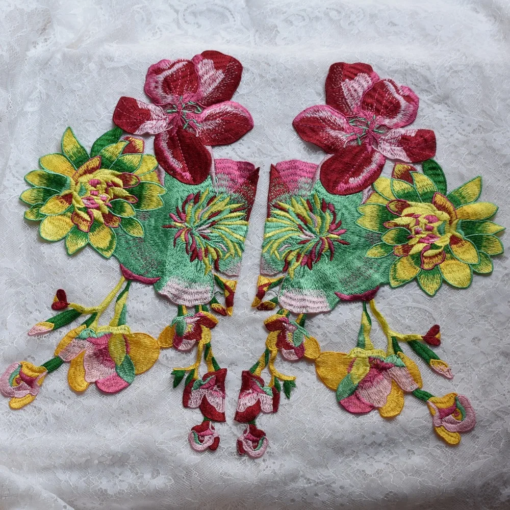 

Twinning Patches Flowers Embroidered Sew On Patches For Clothing Jacket Applique DIY Accessory