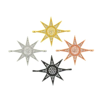 

Charms White Cubic Zirconia Star Charms 2 Loops Buckle Connector Pendant For Jewelry Making For Choker Necklace Bracelet Bangles
