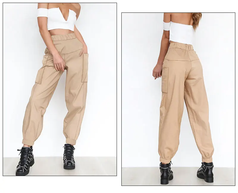 Guyueqiqin-pantalones Cargo con bolsillos para mujer, de 7 colores ropa de  calle, pantalones Harem casuales de cintura alta, empalme de otoño, 2XL -  AliExpress Ropa de mujer