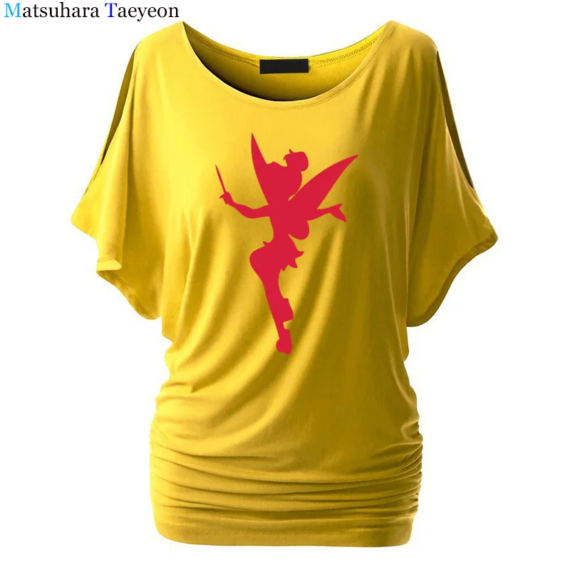 Футболка женская фея Динь-Динь силуэт мультфильм фея футболка Femme Tinkerbell печатных милый Harajuku футболка T76 - Цвет: 16