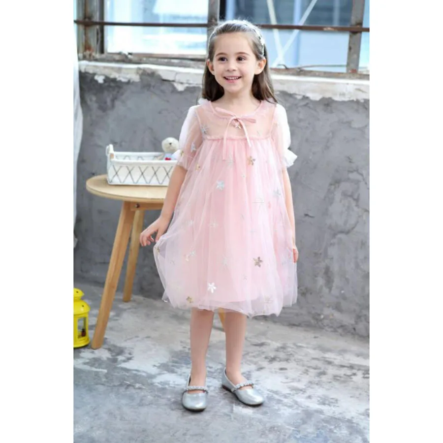 Girls Princess Stars Twinkled Dress 2018 Summer Children New Tulle Lined TUTU (7)