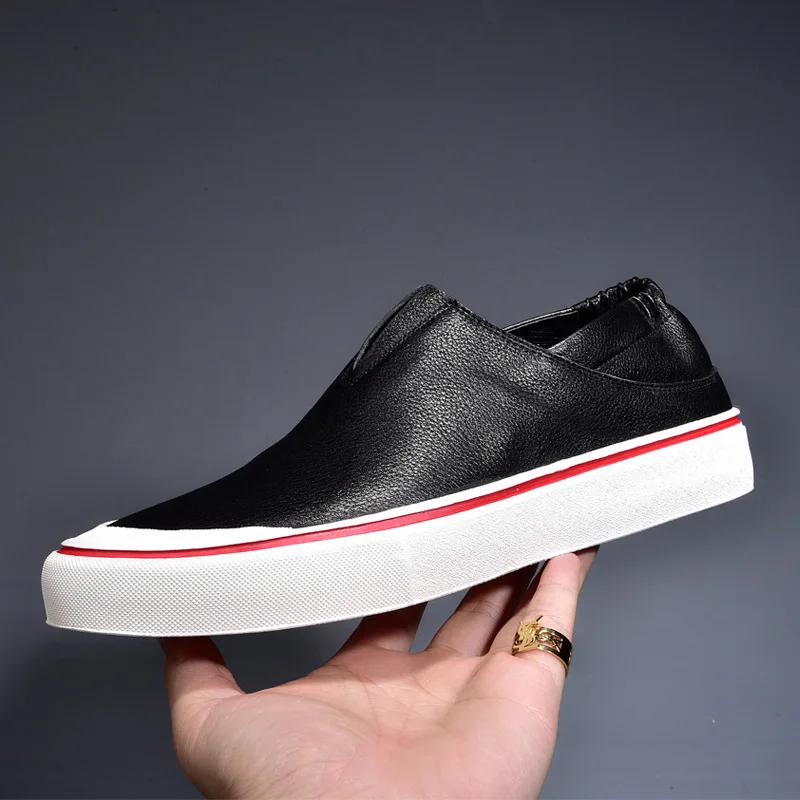 Baskets Noir Tout Printemps Occasionnels Mocassins Chaussures blanc Mâle Respirant Loisirs Cuir Coréenne Véritable Vache De Hommes Été allumette Blanc 80wvmnN