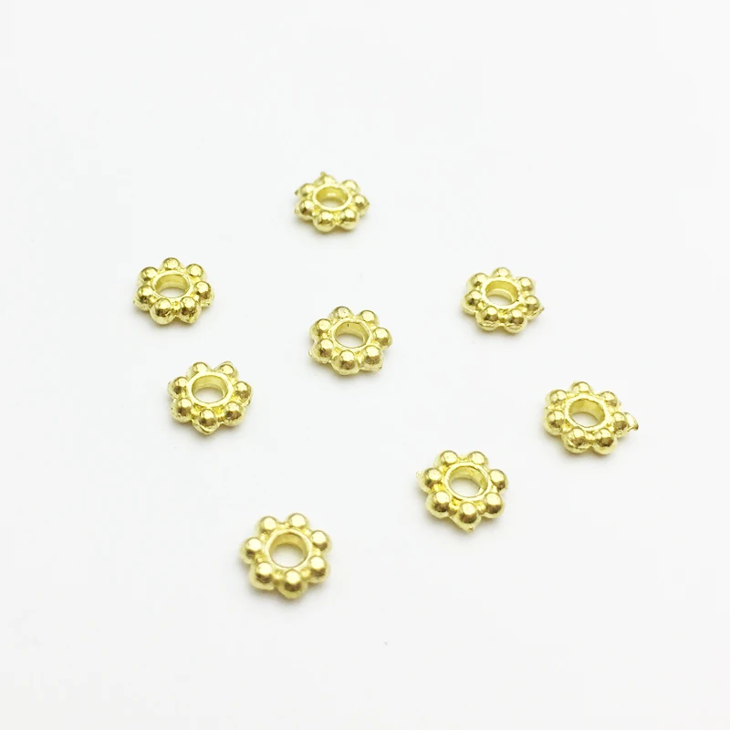 

200pcs/lot New Arrival Gold Color 6mm Zinc Alloy Metal Flower Spacer Beads Jewelry Making