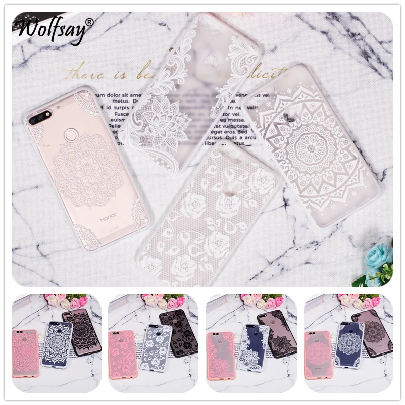 Cover Huawei Honor 7C Case On 5.99&quot 3D Relief Pink Flower TPU + PC Back For Y7 Prime 2018 Women |
