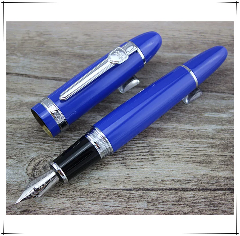 Роскошная стальная Jinhao 159 синяя и Серебряная отделка средняя Smooth гладкая металлическая авторучка цветные чернила ручка школьный пенал