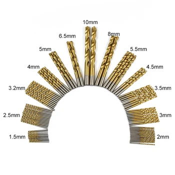 

99 x Titanium HSS Drill Bits Coated 1.5-10mm Stainless Steel HSS High Speed Drill Bit Set For Electrical Drill Tools woodworking