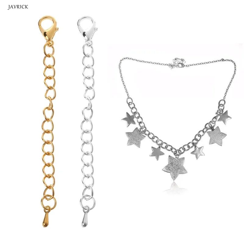 

JAVRICK 10pcs 8cm Necklace Bracelet Extended&Extension Jewelry Chains&Tail Chains With Lobster Clasps DIY Jewelry Findings