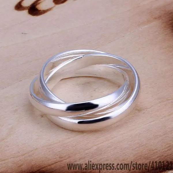 

Wholesale High Quality Jewelry 925 jewelry silver plated Engagement Size 6#-9# Three Circles Ringgs for Women best gift SMTR167