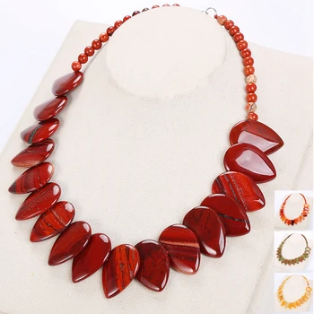 

3A Natural Stone Pendant Choker Necklace Women Drop Water Chain Jewelry Amber Lapis Lazuli Turquoise Tiger Eye Mother's Day Gift