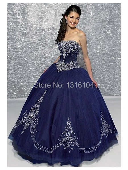 Antique 1950s Navy Blue Colorful Ball Gown Wedding Dresses Gowns Antique 1950s Navy Blue Colorful Ball Gown Wedding Dresses Gowns Sweetheart Embroidery Gothic Bridal