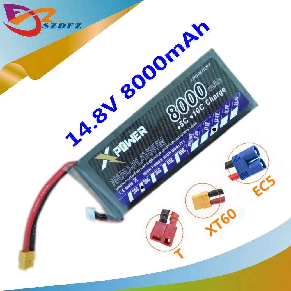 14 8 V 4S литий-полимерный аккумулятор 1 шт 8000 мА/ч 30C max 35C Xpower литиевых батарей XT60 T EC5