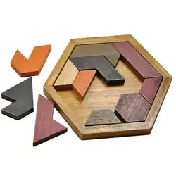 Деревянный Tangram Puzzle Toy Деревянный Доска для головоломки паззлы геометрические формы обучения Развивающие игрушки для детей подарок
