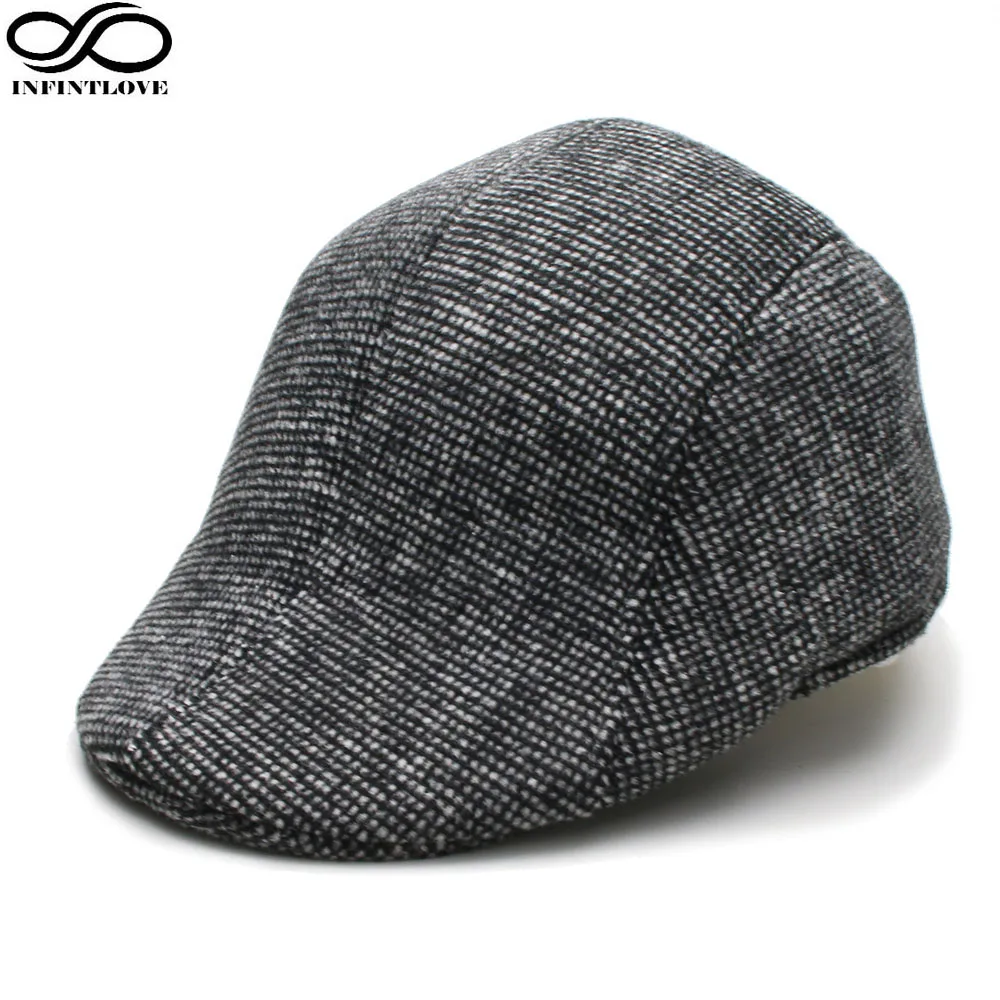 

LUCKYLIANJI Retro Winter Stripe Flat Cap Driving Sun Cabbie Newsboy Baker Hat For Men (One Size:58cm)