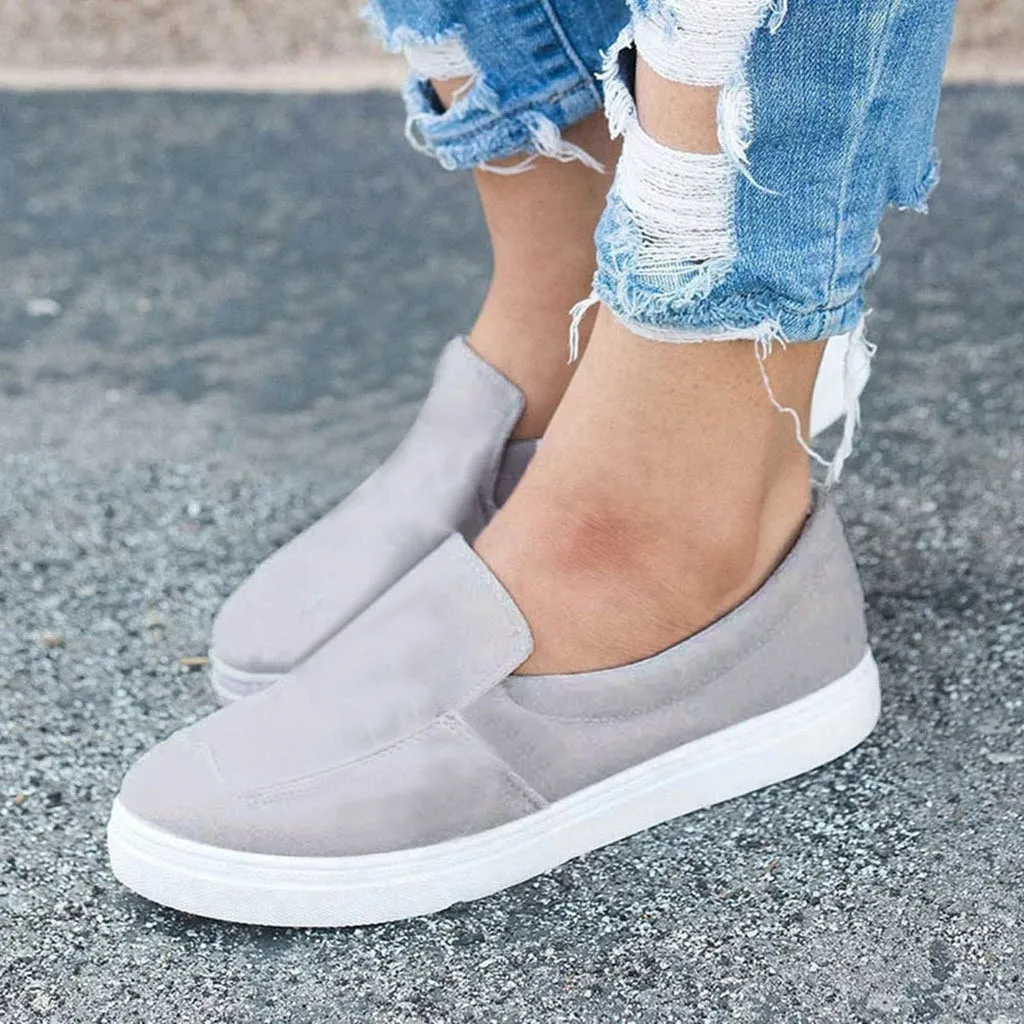 

MUQGEW solid shallow Women flat shoes New arrival Solid Low Heel Flock Casual Sneakers Single Shoes loafers women chaussures fem