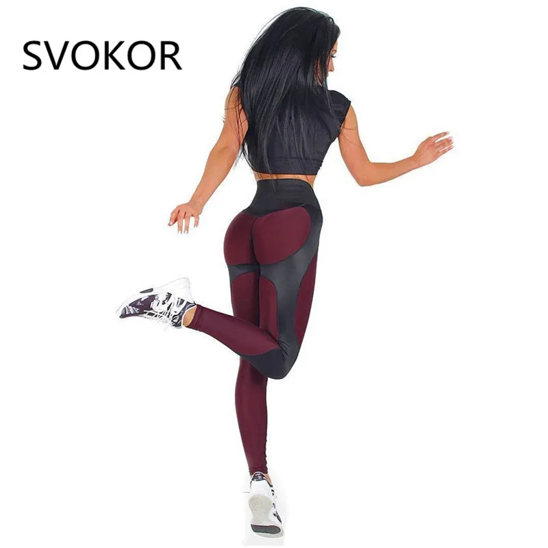 SVOKOR اللياقة البدنية طماق المرأة البوليستر عالية الخصر الكاحل طول السراويل خليط رفع الأزياء الإناث يغطي الرجل