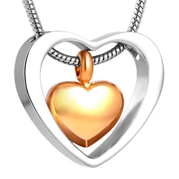 

CMJ8078 Double Heart Golden, Rose Gold, Black Cremation Urn Jewelry Necklace Pendant Keepsake Memorial Ashes Urn Necklace