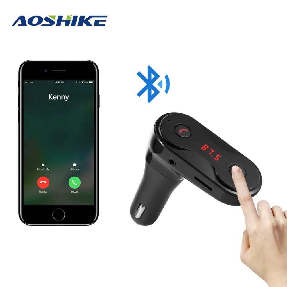 AOSHIKE Hands free Bluetooth Car Kit G7 C8 FM Transmitter Modulator Car Charger AUX Hands Free Music Mini MP3 Player SD USB LCD