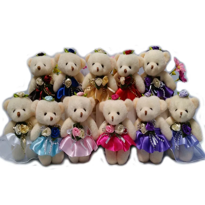 

Lovely Mini Bear Soft Plush Toy Phone Charm Stuffed Small Toy Opp Cotton Bear Doll For 12cm 10pcs/lot 13 colors to choose