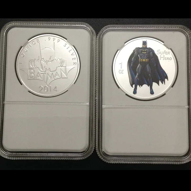 Бэтмен памятная монета золото посеребренные монеты Супер Герои анимация фильм монеты и запечатанные в реальном случае/держатель