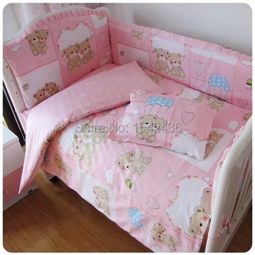 Free Shipping 100 Cotton 7pcs Customized Baby Bedding Set 120*70cm,Crib Bedding Sets 12 colors