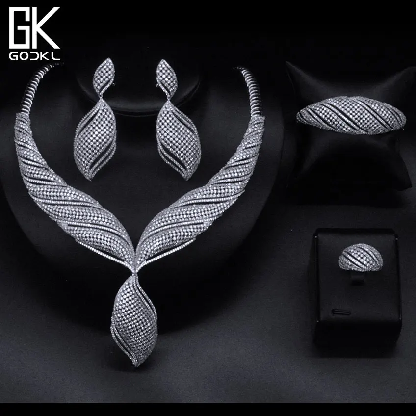 

GODKI Luxury Nigerian Jewelry sets For Women Cubic Zirconia Collar Design African Beads Jewelry Sets Indian bridal jewelry sets