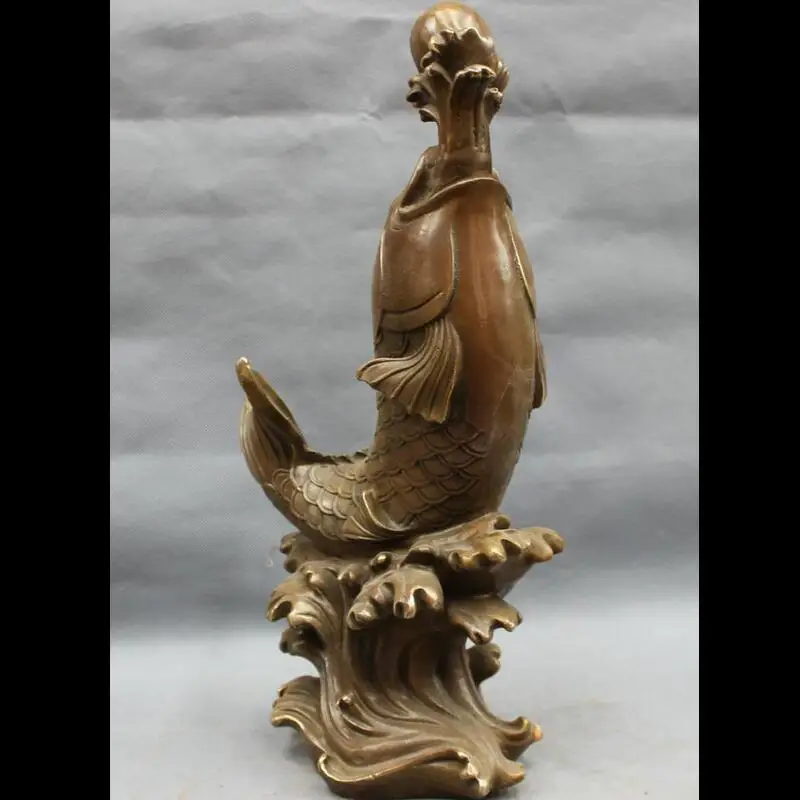 

zhaorui48843267+ +16" Chinese Bronze Copper FengShui Folk Home Wealth Fish Ball Statue Figurine