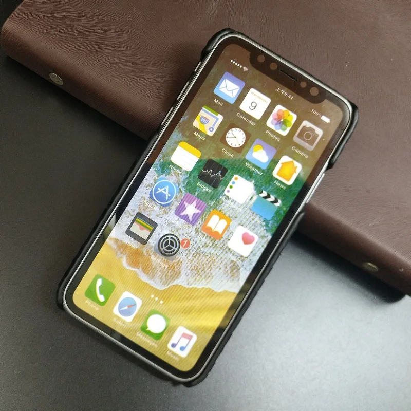 Solque Real Genuine Leather Case For iPhone X 10 Cell Phone Luxury Leather 3D Skull Ultra Slim Hard Cover for iPhoneX Cases