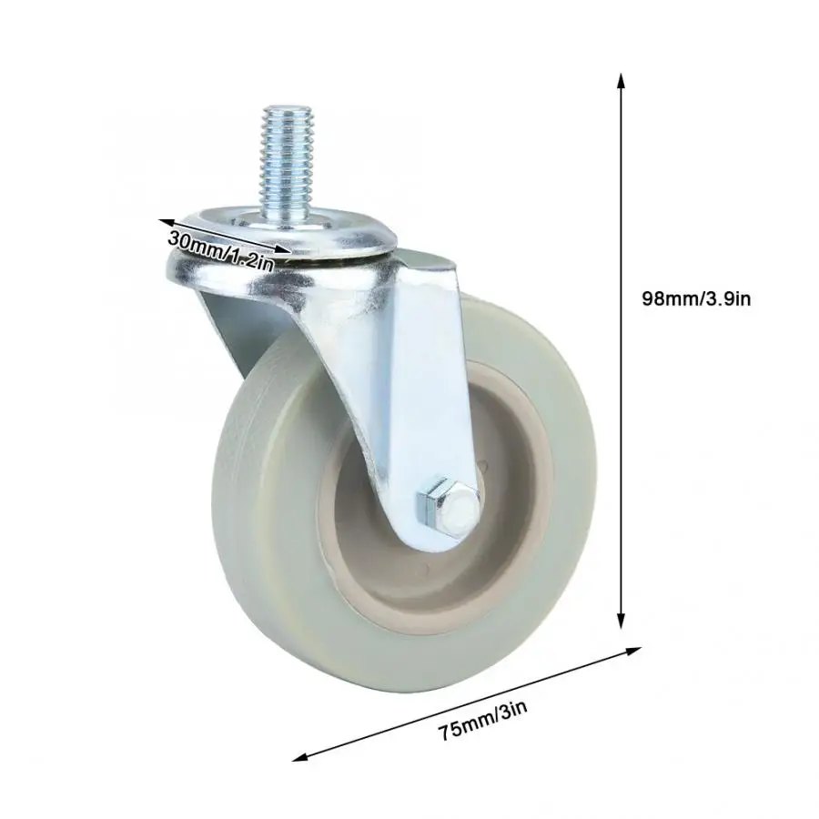 4 шт. 3 дюйма роликовые шкафы поворотные ролики ПВХ роликовые колеса для мебели тележка стул 75 мм колеса для чемоданов