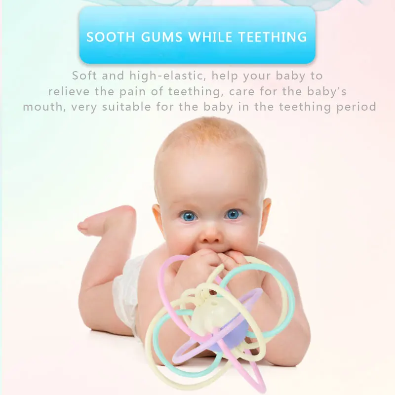 

Baby Ball Toy Rattles Teether Hand Shake Ball Bell Develop Baby Intelligence Baby Grasping Toy Plastic Manhattan Ball