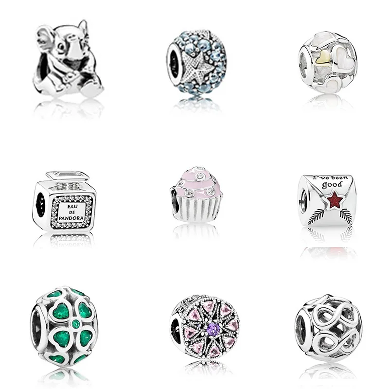 

S925 Sterling Silver Fresh Beads Cute Jewelry Accessories Fits Charm Bracelet DIY Original Fine Jewelry Women Gift