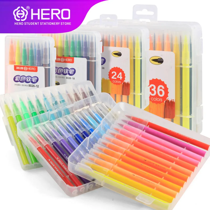 

Hero Markers Pen Set 12/18/24/36/ Color Animation Sketch Marker Dual Head Drawing Art Brush Pens Alcohol Based with