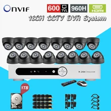 TEATE CCTV security DVR with 1tb hard disk indoor Night vision Camera Kit 16ch Color Video Surveillance System 16 channel CK-219