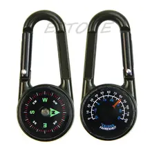 Открытый Многофункциональный походный Металлический Карабин Мини Компас Термометр брелок